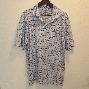 Rhoback Navy and White Patterned Polo